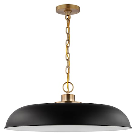 Colony 1-Light Large Pendant Matte Black With Burnished Brass